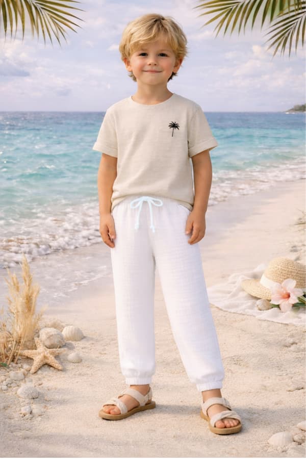Børne muslinshorts 122 sommerbukser til børn i hvid