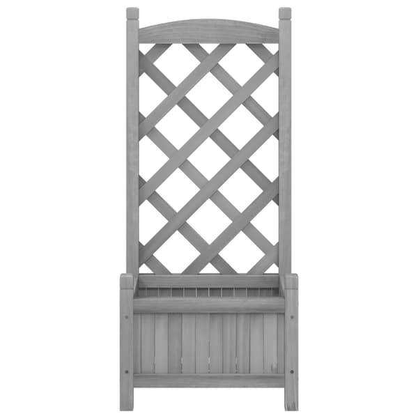 vidaXL Planter med spaljé, grå, massivt granträ