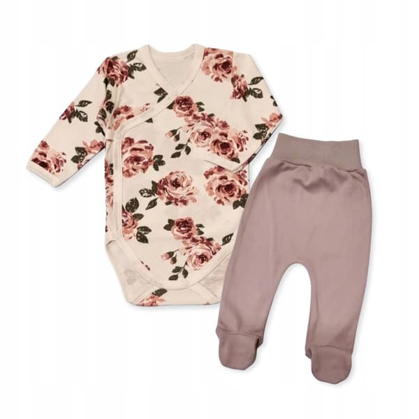 Sæt til pige 80 body langærmet og romper pyjamas i roser