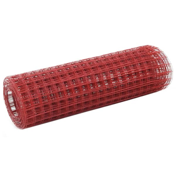 vidaXL stål- og PVC-nethegn 25x0,5 m rødt