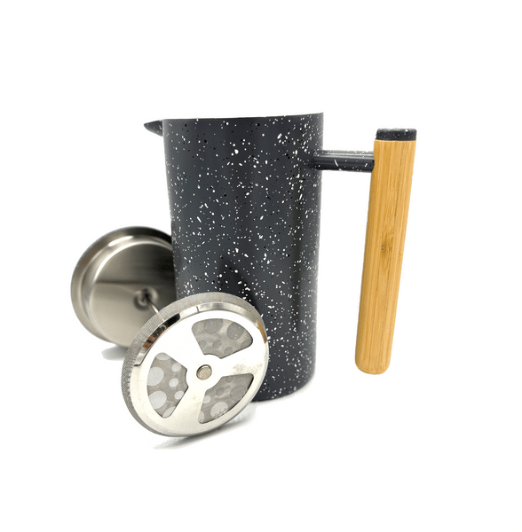 French Press 1000 ml grå med trähandtag