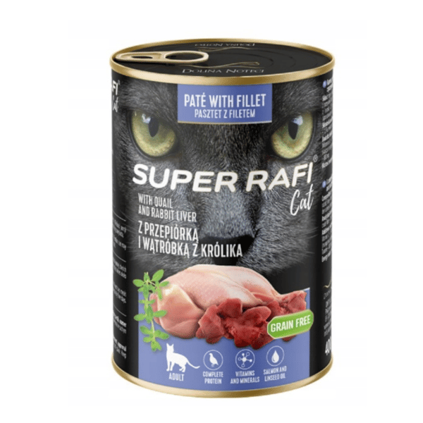 Vådfoder til katte RAFI paté med vagtel- og kaninlever 400 g