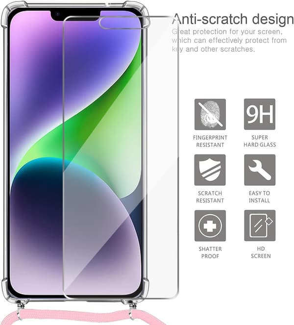 APPLE IPHONE 14 PLUS ETUI I HÆRDET GLAS MED LYSERØD STYLUS-REM
