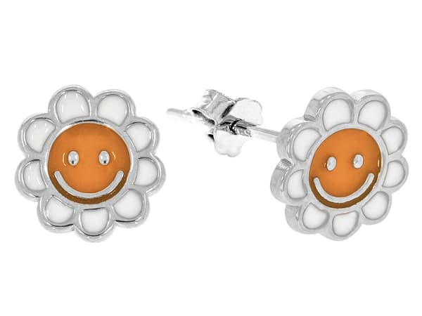Sølv Smilende Blomster Øreringe Små Øreringe til PigerSølv