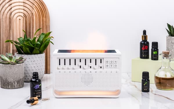 Bluetooth-højttalerdiffuser | Hvid støj-natlampe med flammeeffekt