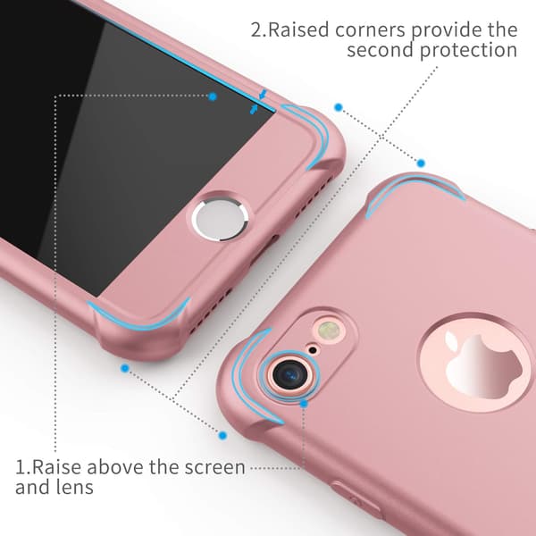 PINKET ETUI TIL IPHONE 7/8 4,7' 2xHÆRDET GLAS