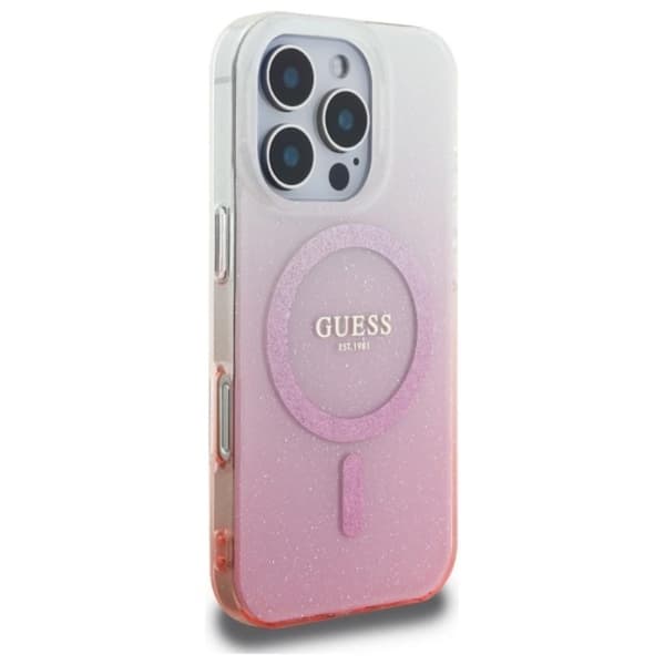 Guess IML Glitter Gradient MagSafe - iPhone 16 Pro cover (lyserød)
