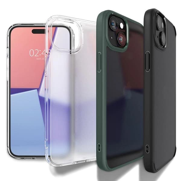 Spigen Crystal Hybrid-cover til iPhone 15 Plus - Klar og Sort