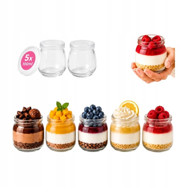 Beholdere til desserter 100ml yoghurt honning budding dessertglas 5 stk glat