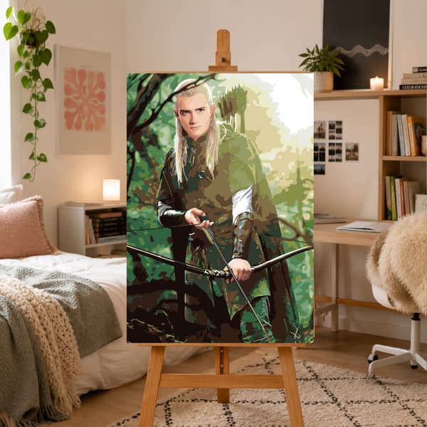 Måla efter nummer-tavel med ram Legolas Sagan om ringen 50x70 cm