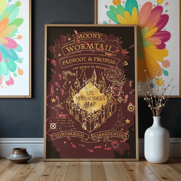 Mal efter nummer billede med ramme Marauder's Map Harry Potter 50x70 cm