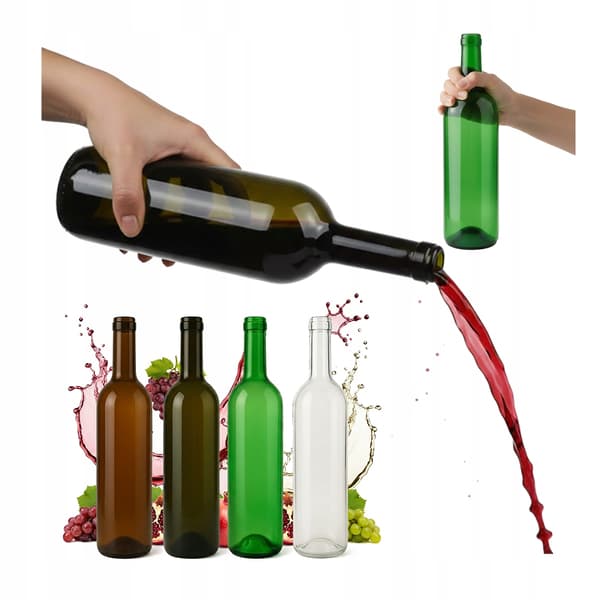40x Vinflaskor 750ml Bordeaux Olivgrön Brun Vit SET