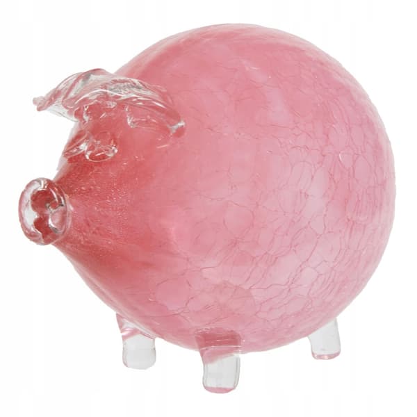 LYSERØD SPAREGRIS, STOR, GLAS, REVNET, GAVE