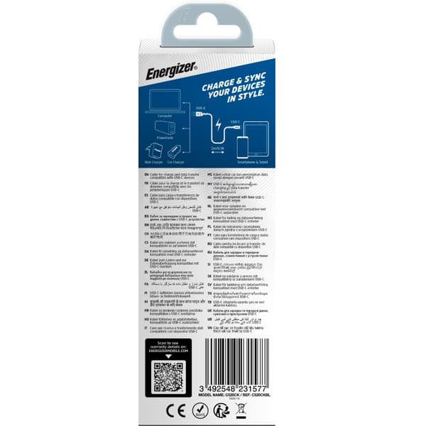 Energizer Ultimate - USB-A till USB-C anslutningskabel 2m (Blå)