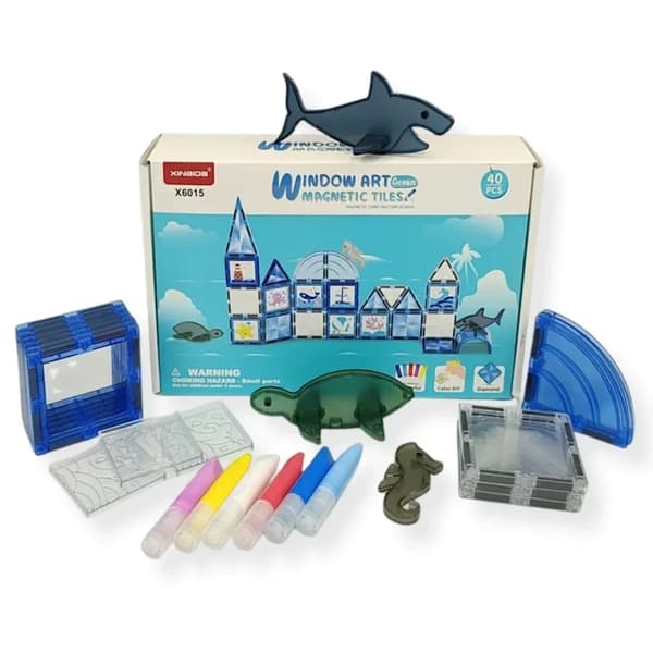 Magnetiske klodser Ocean transparente 40 stk - X-Bida 3+
