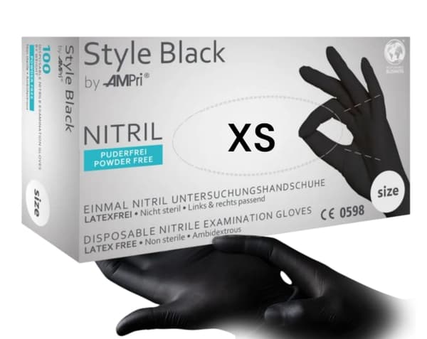 Handsker Nitril Sorte STYLE BLACK AMPRI 100 stk - Str. XS