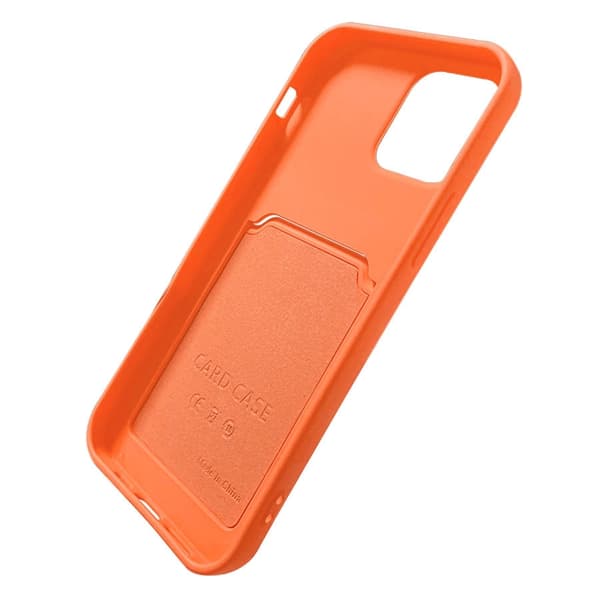 Silikonkortsfodral med kortficka för iPhone 12 Pro Max – Korall