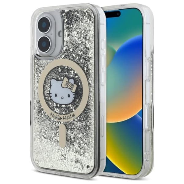 Hello Kitty Liquid Glitter Fever MagSafe - iPhone 16 -kotelo (musta / kulta)