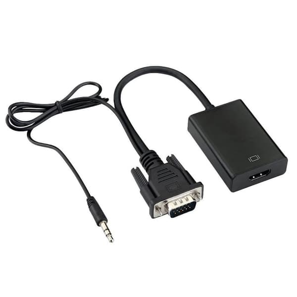 Konverter adapter til video fra VGA til HDMI + 3,5 mm audio jack adapter