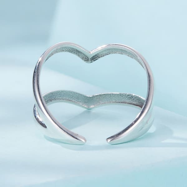 Silver universal dubbelring i form av ett hjärta, silver 925