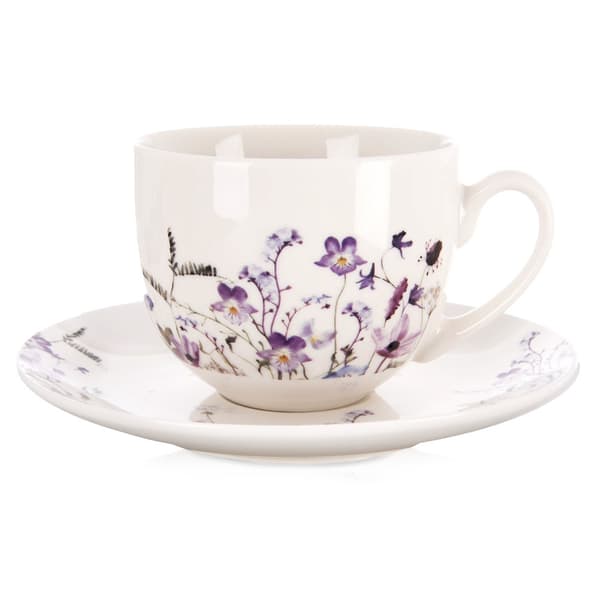 Porslinskopp med tallrik blommor LOUKA 260 ml