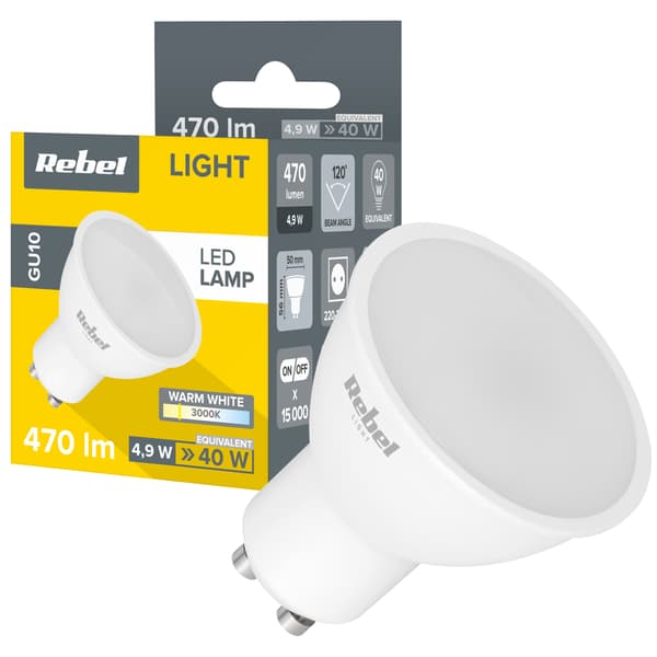 LED-pære 5W GU10 3000K 230V Rebel