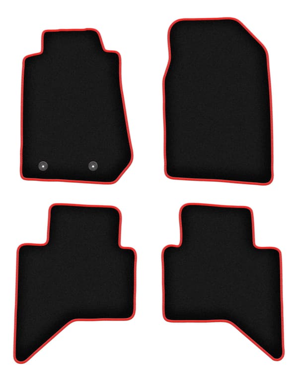 Velourmåtter med rød kant til Isuzu D-MAX II pickup (2011-)