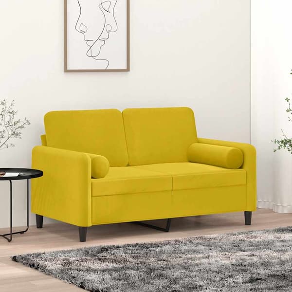 vidaXL Prydnadskuddar, 2 st, Gula, Ø15x50 cm, Sammet