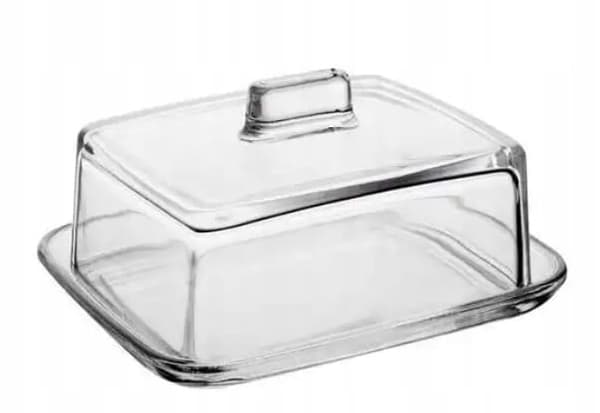 Smörskål i glas med halvtransparent lock