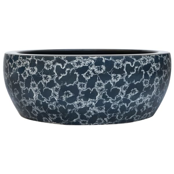 vidaXL bordvask sort og blå rund 41x14 cm
