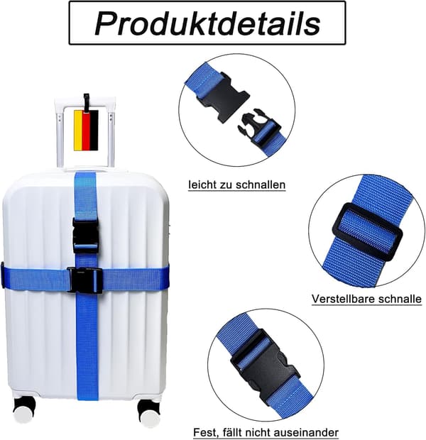 Matkalaukun hihna, 2 kpl, etiketillä