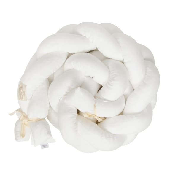 Flätad muslin spjälsängsskydd 200 cm vit
