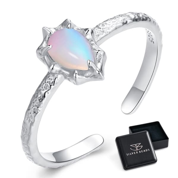 Justerbar silverring OPALISERANDE KRISTALL 925 silver