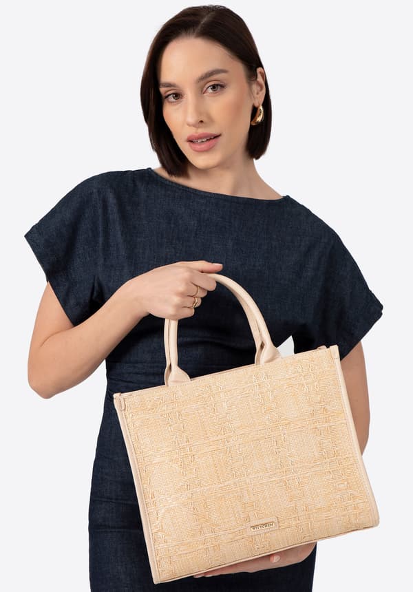 Wittchen Dam Vävt Strå Beige Polypropen Shopperväska