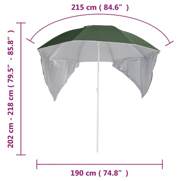 vidaXL Rantavarjo sivuseinillä vihreä 215 cm