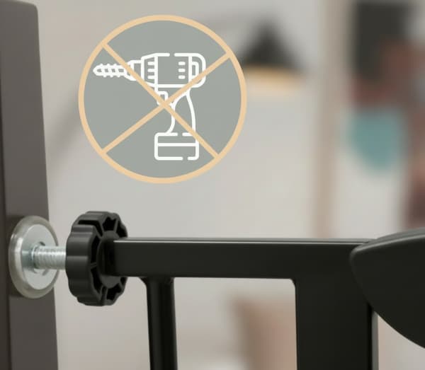 Säkerhetsgrind för trappor och dörrar, svart