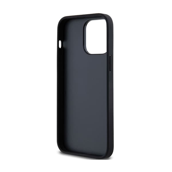 DKNY Læder Mono Stripe & Metal Logo - iPhone 14 Pro Max Etui (Sort)