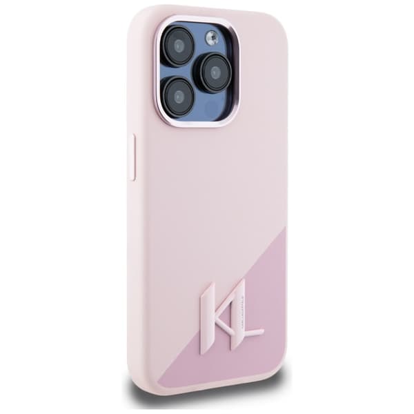 Karl Lagerfeld Silikone Shadow Metal Initial MagSafe-etui til iPhone 15 Pro (lyserød)