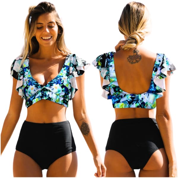 Todelt boho badedragt, shaping-sæt til kvinder, sort Todelt boho badedragt, shaping-sæt til kvinder, sort