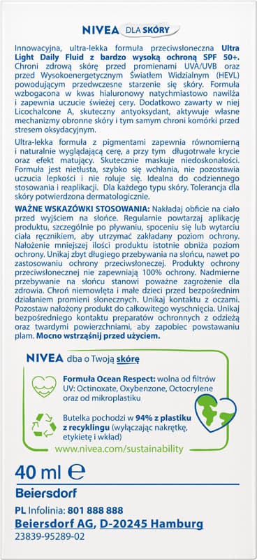 Nivea Sun Invisible Daily Fluid MEDIUM SPF 50+ 40ml