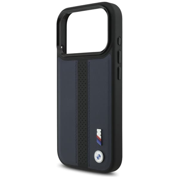BMW M Perforeret Stribet Logo MagSafe-cover til iPhone 17 Pro Marineblå