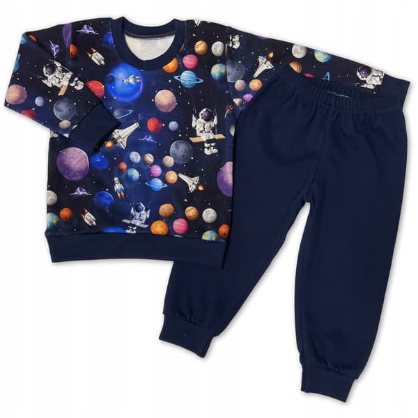 Barnpyjamas i bomull 104 2-delat digitaltryck COSMOS