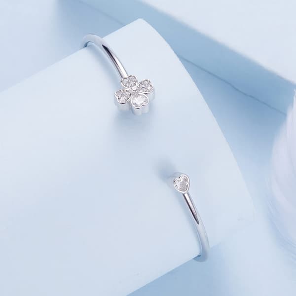 Stift armband med kristallblomma, 925 silver