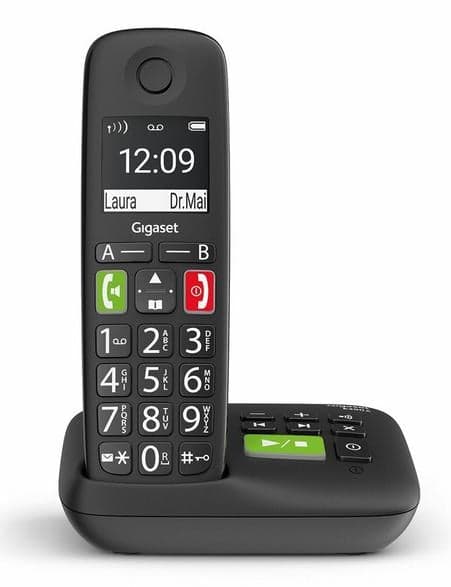 GIGASET E290A — kablet telefon med telefonsvarer, sort