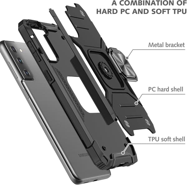 SKAL TILL SAMSUNG GALAXY S22 SVART SOLID ARMOR BAKSIDA + RING