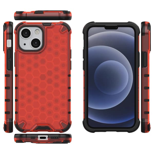 Honeycomb Armored Case med Gelram iPhone 13 Mini Röd