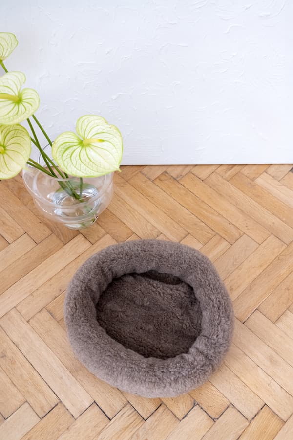 Rund husdjursbädd i naturull - Beige 100 cm