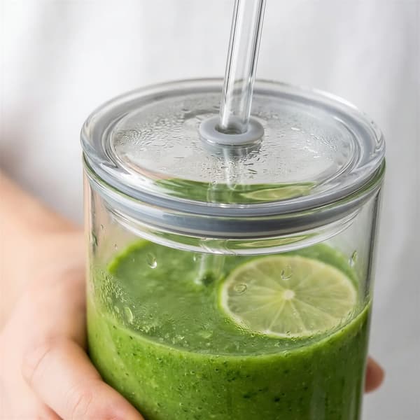MUGG GLASFLASKA MED STRÅ 600 ml TRANSPARENT GLASLOCK
