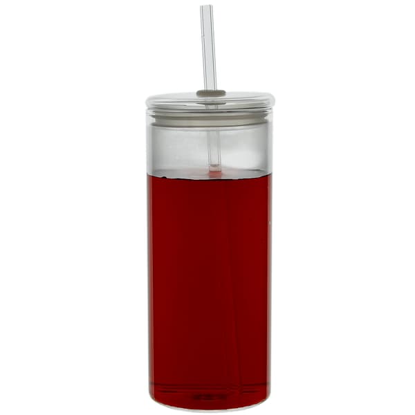 MUGG GLAS FLASKA FLASKA MED STRÅ 600ml GLAS