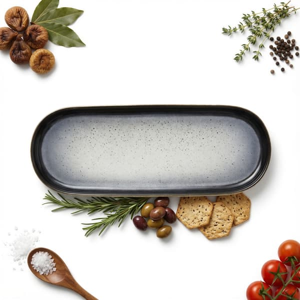 KERAMISKT TALLRIK 40 CM LUNA LINE OVAL STOR FÖR SERVERING